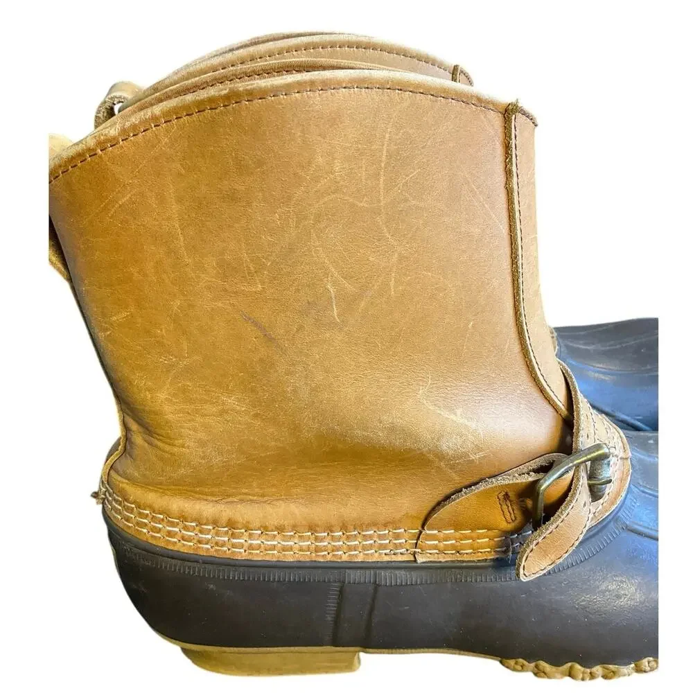 Vintage L.L. Bean Duck Boots Men’s 13M Tan Leather Rubber Hunting Rain Boots